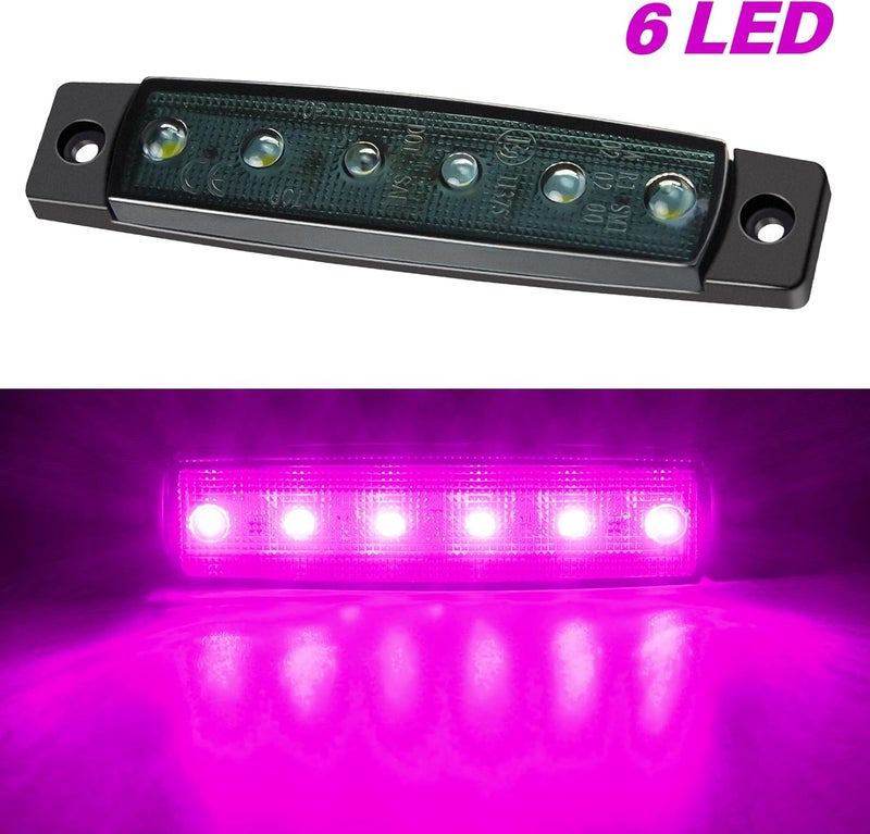 AOXLFU 10 قطع أضواء مؤشر جانبية للجرار بنفسجي 12 فولت 6 LED 3.8 بوصة مقاومة للماء للإشارة الأمامية والخلفية للجرار والشاحنة والفان وبيك أب وRV والقوارب... - Image 4